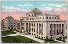 Gary Indiana Court House and City Hall View Postcard PC317 picture
