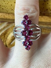 Natural Raspberry Garnet Sterling Silver Ring Size 8 picture
