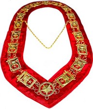 REGALIA MASONIC Shriner's Dress GOLD METAL CHAIN COLLAR RED VELVET DMR-600GR picture