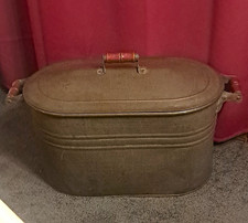 Antique Basin Tin w/Copper Bottom Wood Handles picture