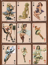9 Vintage Gil Elvgren Pinup Paintings on 9 Mint Modern Playing Cards picture