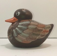 Whimsical Ceramic Art Hand Painted Duck - Folk Art Decor - Tonala Design picture