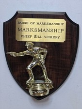Vintage Hollywood Trophy Co. “Chief Bill Vickery” Marksman Plaque Studio Display picture