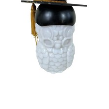 Vintage Avon White Milk Glass Sweet Honesty Cologne Graduation Owl Full Bottle picture