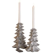 Home Reflections 2-Pack Tree Taper Holders with Candles Silver picture