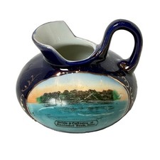 NANTASKET BEACH MA Massachusetts Souvenir HOTELS COTTAGES COBALT TRINKET CREAMER picture