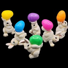 Easter Bunny Egg Holders Set of 6 Rabbits Spring Decor DARLING Rare Resin WMG picture
