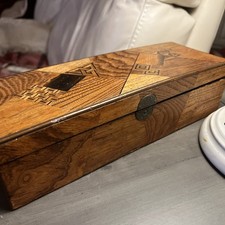 Vintage Japanese Yosegi Zaiku Wooden Marquetry Jewelry Trinket Box 11 Inch picture