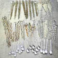 Huge Icicle LOT Glass Crystal Acrylic Ornaments Gold Glitter Accent 56 QTY picture