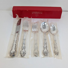 Community Silverplate Modern Baroque Place Setting 5 Pc Vtg Oneida Flatware NEW picture