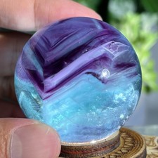 209g Natural Rainbow Fluorite Quartz Crystal Sphere Ball Specimen Healing picture