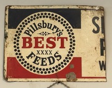 VINTAGE PILLSBURY BEST XXXX FEEDS SIGN METAL FARMING LIVESTOCK FEED CO. (WAL picture