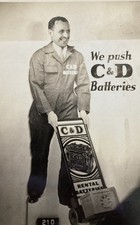 Conshohocken PA C&D Batteries RPPC Postcard We Push C&D Batteries Rental picture