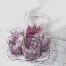 Vtg Shelton Designs 6 Pc Entertainment Set Pitcher Glasses Tray Watermelon picture