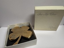 Vintage 1984 24k Gold Plated Gerity 4 Leaf Clover Paperweight Good Luck Gift picture