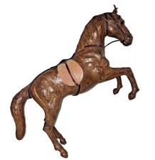 VTG Leather Wrapped Horse Figurine Rearing Statue w/ Saddle Beautiful picture