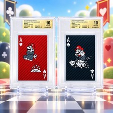 ✨2015 Nintendo Mario Retro Art Playing Cards Ace Hearts & Clubs-BGS PRISTINE 10✨ picture