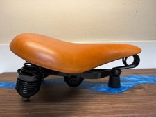 Post War Mesinger Men’s Quality B-1 De lux Brown Leather Vintage Seat - Restored picture
