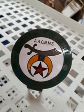 Antique Cresent Temple AUTOMOBILE CLUB CAR EMBLEM PORCELAIN PLATE BADGE AAONMS picture
