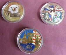 Gold-plated America's 250th Anniversary Commemorative Souvenir Coins, Set of 3 picture