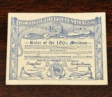 Vintage Domain Of The Golden Dragon Certificate 180th Meridian Nautical Sailors picture