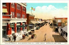 Calle de Comercio Main Business Street Cuidad Juarez Mexico Vintage Postcard picture