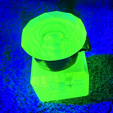 Uranium/ Vaseline Glass Antique Victorian Cut Inkwell picture