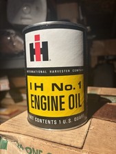 Full Unopened Vintage International Harvester Engine Oil One Quart Composite Can picture