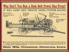 1910 Dain Mfg. Co. NEW Metal Sign: Dain Hay Press - Ottumwa, Iowa picture