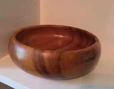 Vtg Signed Blair Hawaii Monkey Pod Wood Bowl MCM Hand Carved Siam Treen READ  picture