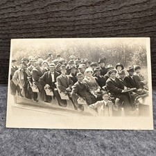 Vintage RPPC Early Auto Bus Tour Group People Hats Unposted Postcard 1910s-20s picture