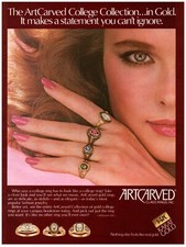 PRINT AD, ArtCarved Class Rings College Collection Cute 80's Model Hand Eye Ad picture