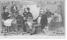 [Judaica] Trade Card For Presidential Election With Belva Lockwood Serving Men picture