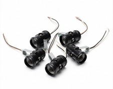 5 Pack  Vintage Leviton Bakelite Twin Light Sockets With Lead Wires picture