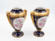 LARGE Pair of Limoges porcelain twin handled vases - Height 38.5cm picture