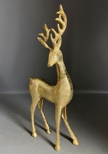 Vintage Solid Brass Stag Deer Figurine Statue Textured Fur 22” Hollywood Regency picture