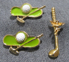 Vintage enamel goldtone golf days brooch + golf club w protector angel lapel pin picture