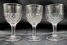 Lot of 3 EAPG Honeycomb Pattern Wine Glass 4