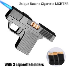 Unique Butane Cigarette LIGHTER & CASE Adjustable Jet Torch Flame Pistol Gun hot picture