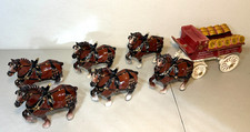 Vintage Poppytrail Metlox Budweiser Clydesdale Horse Team Beer Wagon 7 Pc picture