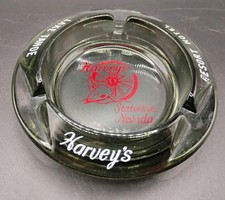 Vtg Harvey's Lake Tahoe Resort Hotel Casino Smoked Glass Wagon Wheel Ashtray picture