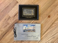 1933-1934 Chicago World's Fair Framed Skyride Postcard and Scrapbook picture