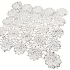Vintage Crochet Doily Unisex cream Floral Lace Cottagecore Decor Boho handmade picture