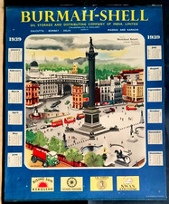 VINTAGE 1939 BURMAH SHELL ADVERTISEMENT CALENDAR WITH BUS TRUCH CAR PICTURE picture