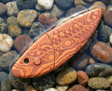 Mini Knife – Trout Skin Pattern Engraved ABS Handle – Fish‑Shaped Keychain Knife picture