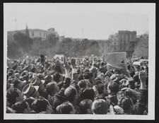 Athens Greece 1950 Greek Political Meeting Constitution Square Crowd Newspapers picture