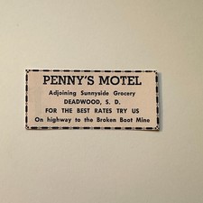 Penny's Motel Adjoining Sunnyside Grocery Deadwood SD 1957 Ad 4AF2-S55 picture