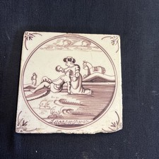 Vintage Dutch Holland Wall Ceramic Tile Hand Painted 5”x5” good picture