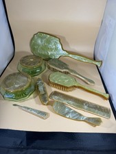Early Mid Century Vanity/dresser Set Green Pearlized Several Pieces picture