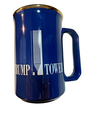 Vintage Trump Tower Cobalt Blue Coffee Mug Gold Rim Tams Made in England - RARE picture